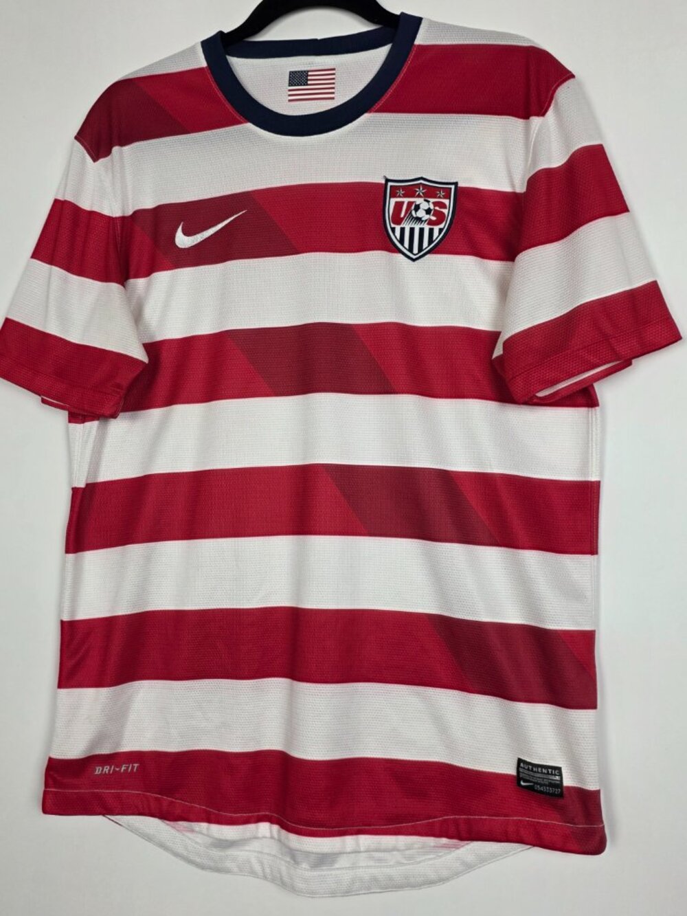 Nike Dri Fit USA USMNT Soccer Futbol 2012 Home Waldo Striped Mens Medium Jersey